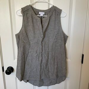 Liz Claiborne | Linen Black Gray Blouse | Size L